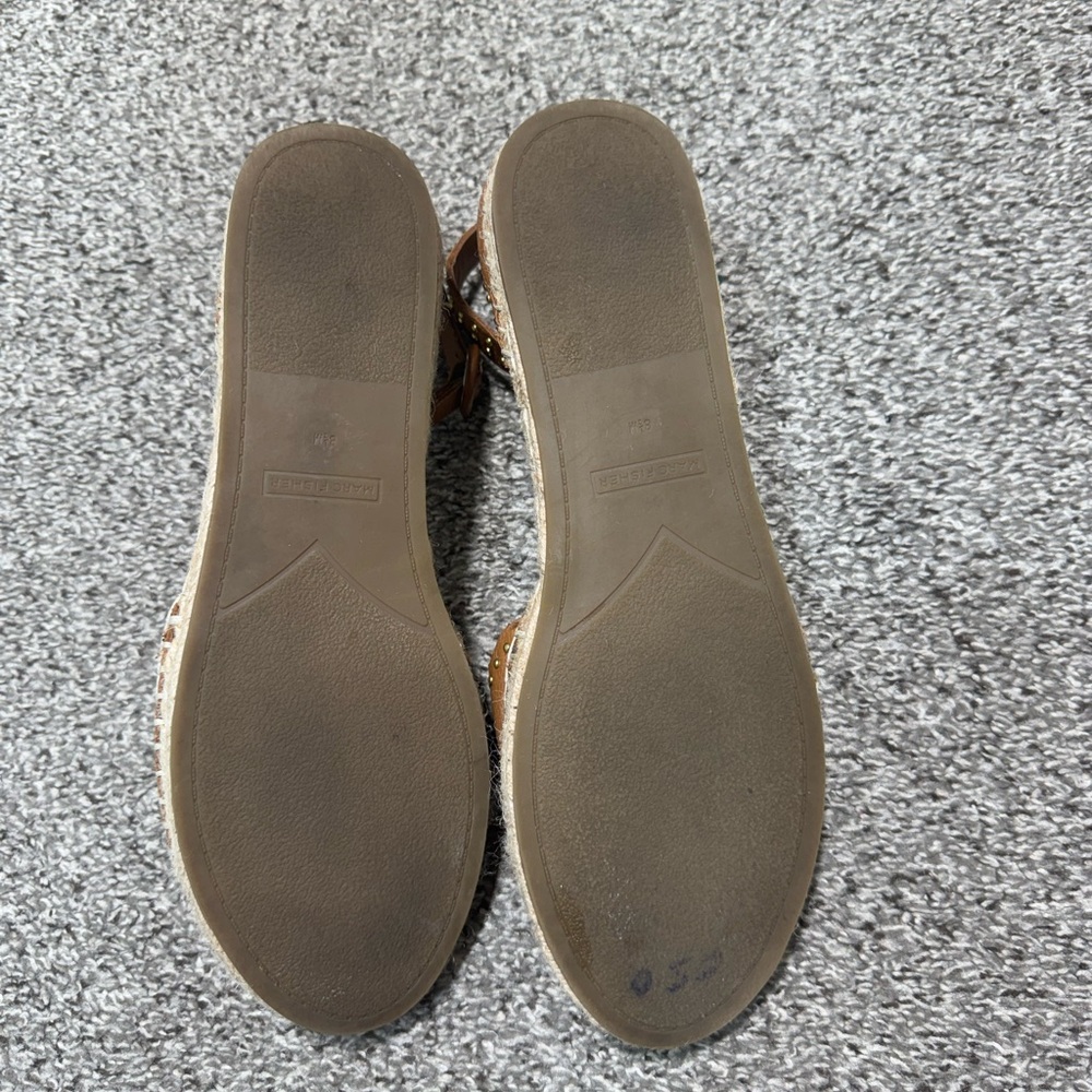 Marc Fisher Jarquis Espadrille Sandals Tan Studded Ankle Strap Size 8.5 Leather - Picture 11 of 14